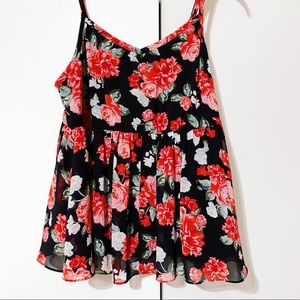 Rose Chiffon Babydoll Tank Top